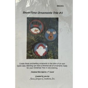 Sew Unique Creations - Snowtime Ornaments Trio #1 - #261 Sewing Pattern